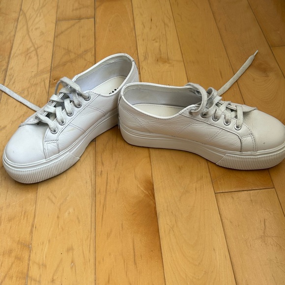 White Leather Superga Platform Sneakers - Picture 4 of 7
